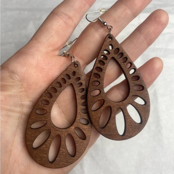 Ethnic Bohemian Brown Teardrop Earrings 12$